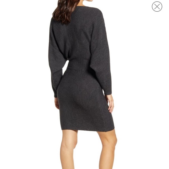 All In Favor Dolman Sleeve Grey Sweater Dress - Picture 3 of 3